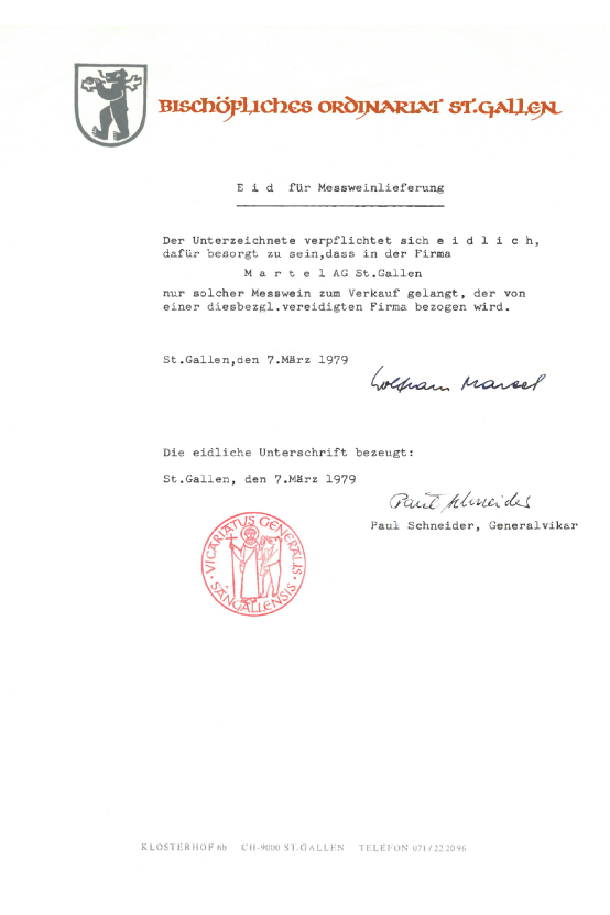 Martel Weinwelt - Martel-Messwein für den Papst