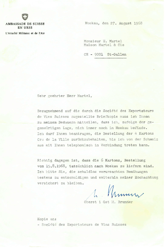 Story Glanz & Gloria: Bundesräte und hohe Offiziere Martel Weinwelt - Story Glanz & Gloria: Bundesräte und hohe Offiziere