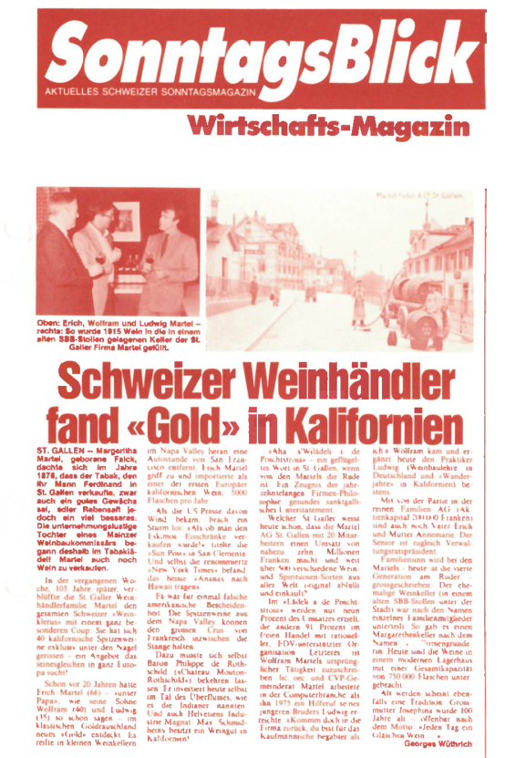 Martel Weinwelt - Martel findet «Gold in Kalifornien»